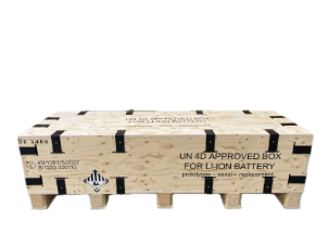 A wooden box with black straps</p>
<p>Description automatically generated