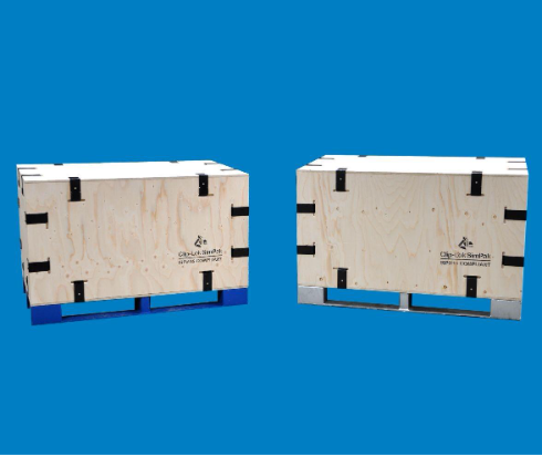 Two wooden crates on a blue background</p>
<p>Description automatically generated