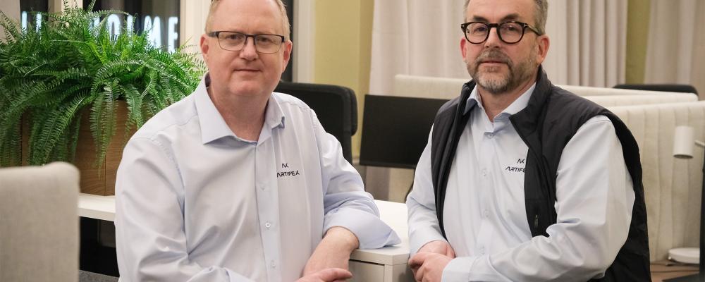 Per Stenfelt och Mikael Andersson i Artifex Systems nya ingenjörscenter i Göteborg. Foto: Ben Kendall