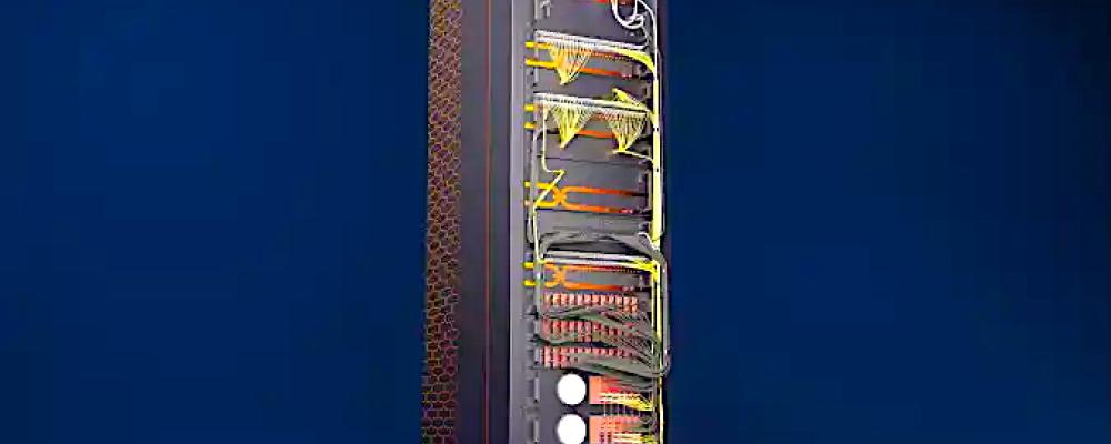 Visualisering av QuiX Quantums förstagenerations universella fotoniska kvantdator. Bild: QuiX Quantum