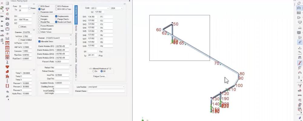Skärmbild av programvaran Caesar II. Bild: Hexagon/Helena Liden
