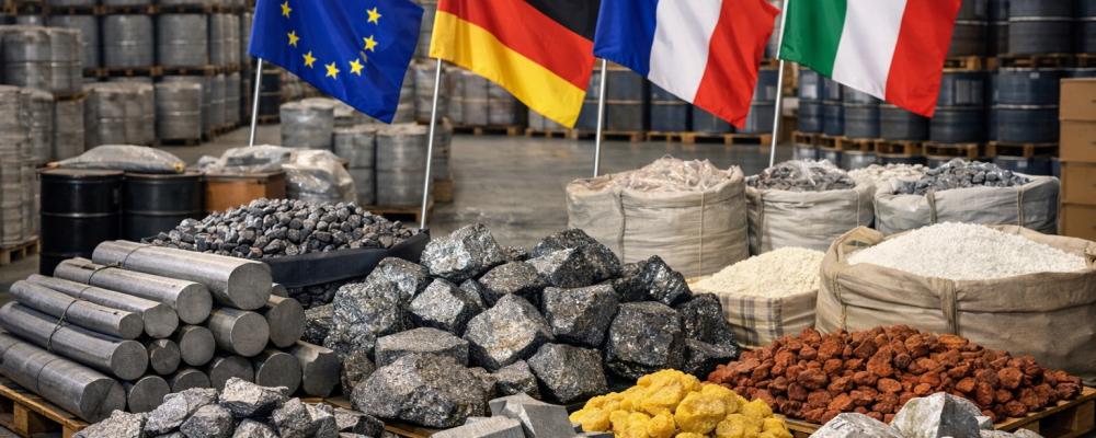 Planen ska minska beroendet av kinesiska leveranser av nyckelmetaller och mineraler genom gemensamma lager, exportrestriktioner på återvinningsbart metallskrot och andra åtgärder. Symbolbild: ej fotografi – AI-genererat innehåll, copyright, Conventus.