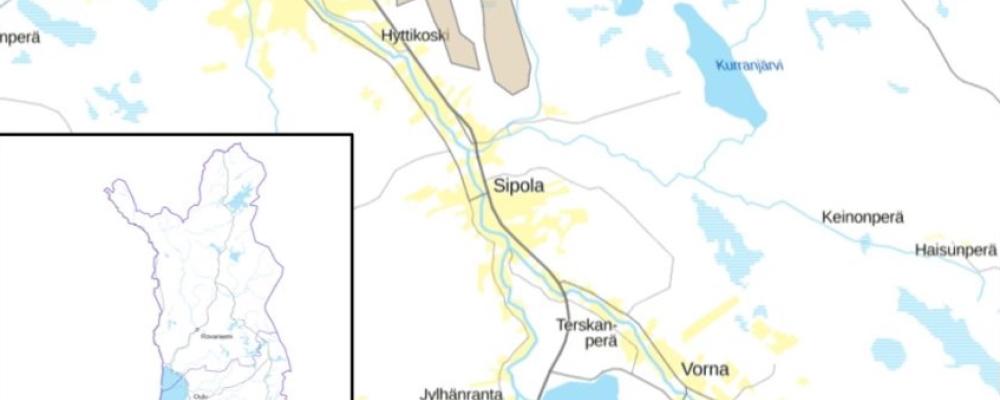 Platsen för fyndet. Grafit är en av batteriindustrins viktigaste råvaror. Den nya fyndigheten i Siikalatva kan på sikt bli en av Europas största och minska EU:s beroende av importerad grafit. Klicka på krysset i vänstra övre hörnet för att förstora bilden. Karta: Kupukan Grafiitti