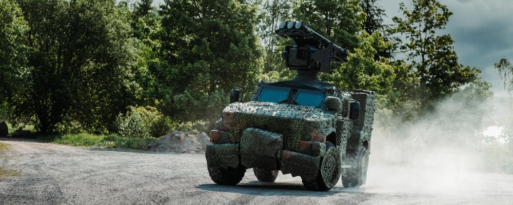 Saabs fordonsintegrerade mobila luftvärnslösning MSHORAD fungerar som ”en skyddande sköld för enheter som är ute på uppdrag”. Foto: Saab