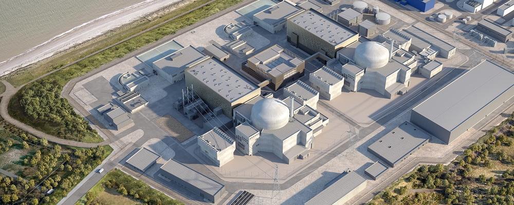 Kärnkraftsreaktorerna Sizewell B och C i Suffolk. Foto: EDF Energy.