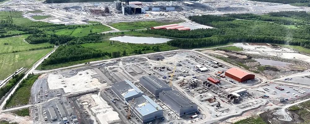 Stegras gröna stålanläggning under uppförande. Foto: Stegra