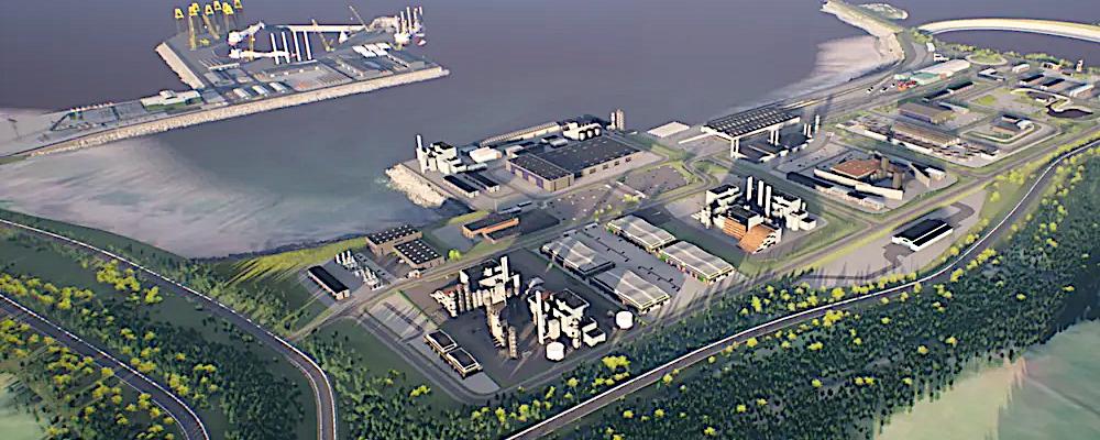 En datorgenererad bild av det ombyggda Hunterston-terminalen på Shetlands.
Foto: Peel Ports Group