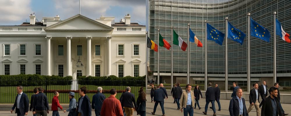 Trump har gjort tydligt att han ser EU:s digitala regelverk som ett hot mot amerikansk ekonomi. Bryssel å sin sida betraktar regleringen som en central del av sin digitala suveränitet. Konflikten riskerar därför att fördjupa de redan spända handelsrelationerna mellan parterna. Bild: AI-genererad bild. Ej ett fotografi.
Upphovsrätt © Conventus– AI-genererat innehåll.