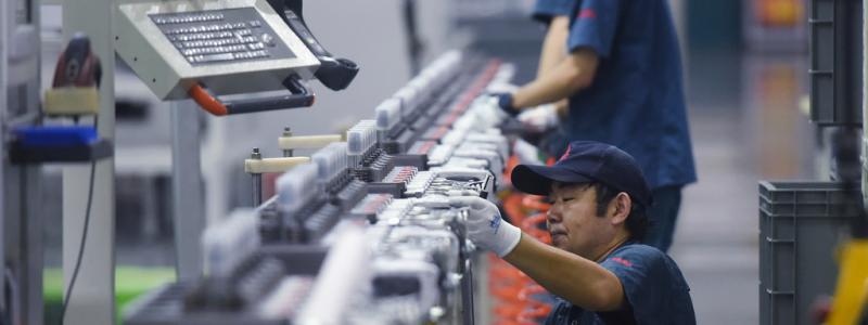 Chinatopix/AP/TT: Minskad aktivitetsnivå i Kinas industri. Arkivbild.