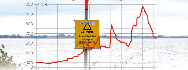 Johan Hallnäs/TT: Prisutvecklingen på naturgas, januari 2021–november 2022.