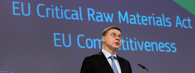 Virginia Mayo/AP/TT: EU:s finansansvarige exekutive vice ordförande Valdis Dombrovskis på presskonferens om konkurrenskraft i Bryssel.