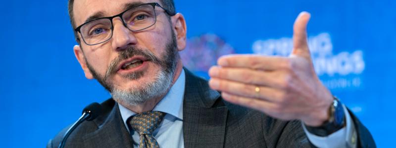 Jose Luis Magana/AP/TT: IMF:s chefsekonom Pierre-Olivier Gourinchas ser med viss oro på framtiden.