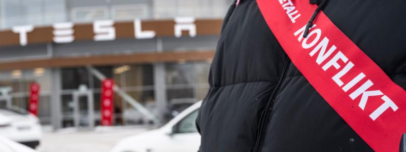 Pontus Lundahl/TT: Bara var av arbetarna på Tesla deltar i den pågående strejken. Arkivbild.