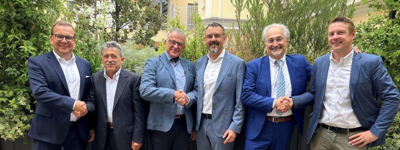 Fr.v. Mika Virtanen, Lino Giacomello, Giorgio Barella, Lars Fredin, Mauro Mercanzin, Lowe Fällmar. Foto: Dacke Industri