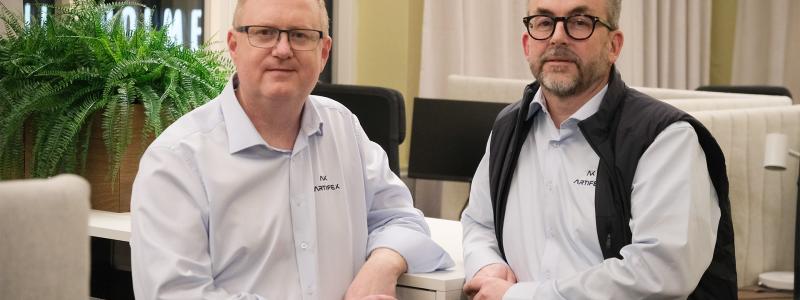 Per Stenfelt och Mikael Andersson i Artifex Systems nya ingenjörscenter i Göteborg. Foto: Ben Kendall