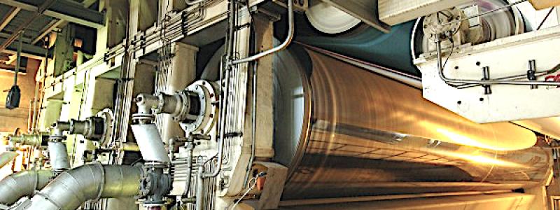 Tysk pappersmaskin med så kallade Thermo Rolls. Foto: Schaeffler
