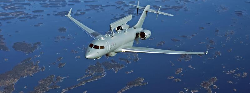 GlobalEye ger spanings- och ledningsförmåga över luftrum, hav och mark med ett antal aktiva och passiva sensorer som gör det möjligt att upptäcka och identifiera objekt på långa avstånd. Foto: FMV