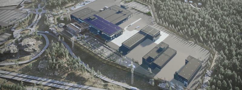 Lokomotion Technology Center-anläggningen, som Metso förvärvade 2021, omfattar 23 hektar och kommer att ta emot över 900 Metso-anställda. Den totala byggnadsytan är cirka 66 000 kvadratmeter. Bild: Metso