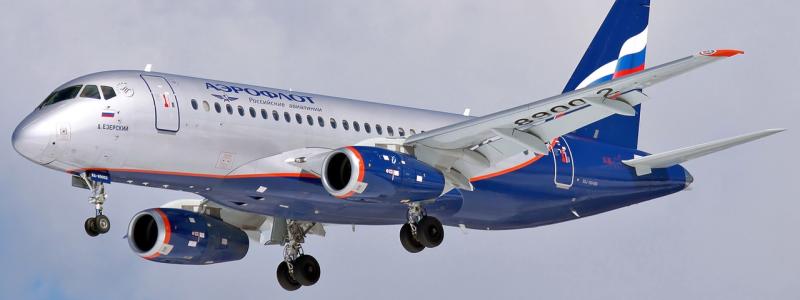 En Aeroflot Sukhoi Superjet 100 landar på Sheremetyevo flygplats. Foto: Wikipedia Common. Kredit: Dmitry Zherdin