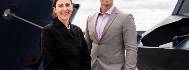 Luleå Hamns vd Anders Dahl och Jenny Marin, logistikansvarig på H2 Green Steel.