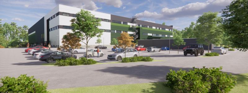 Logicenters firade stomresningen av DEXIS nya anläggning på Rykmentinportinkatu 3 i Tusby. Illustration: Logicenters.