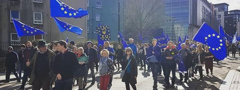 Demonstration i Edinburgh för EU-medlemskap. Foto: Wikipedia Common, kredit: Thomas Widmann