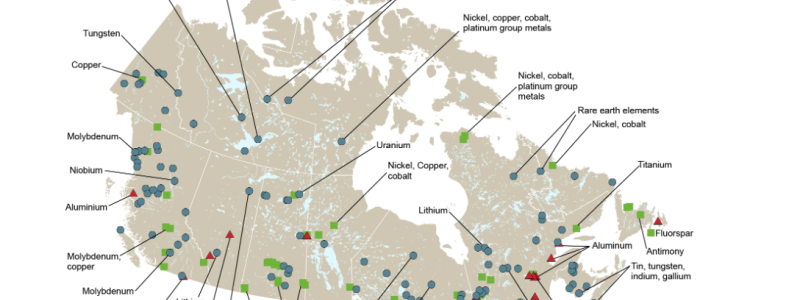 Karta över kritiska mineraltillgångar. Karta: government of Canada