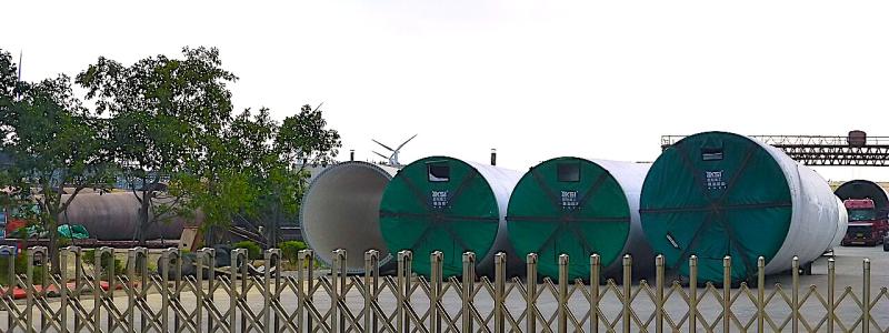 Vindtornelement förbereds för installation vid uppställningsanläggningen i kinesiska orten Liu'ao. Foto: Wikipedia Common Lic. Kredit: Vmenkov