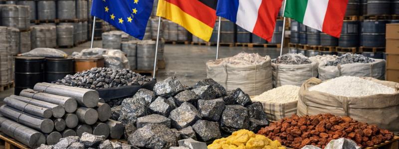 Planen ska minska beroendet av kinesiska leveranser av nyckelmetaller och mineraler genom gemensamma lager, exportrestriktioner på återvinningsbart metallskrot och andra åtgärder. Symbolbild: ej fotografi – AI-genererat innehåll, copyright, Conventus.