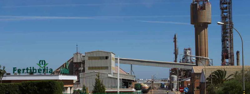 Fertiberia är ledande övergången till produktion av fossilfri mineralgödsel med hjälp av vätgas. Foto visar Fertiberia anläggning i Palos de la Frontera. Foto: Fertiberia