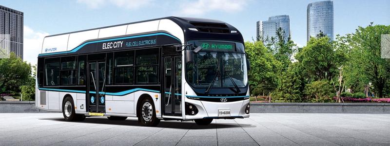 Hyundai ska till 2026 lansera drygt 1 300 bränslecellsbussar för trafik i den sydkoreanska huvudstaden Seoul. Bild: Hyundai.