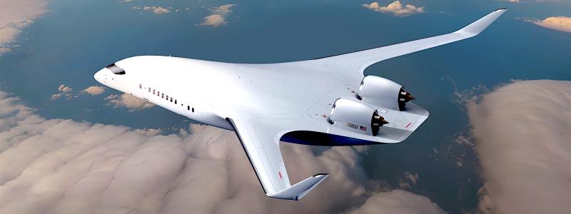 JetZeros blended wing-design, där flygkropp och vingar smälter samman, ger betydande aerodynamiska fördelar. Foto: JetZero