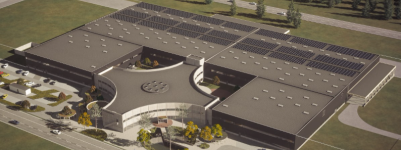 Översiktsbild nya anläggningen i Växjö. Bild: GBJ Bygg