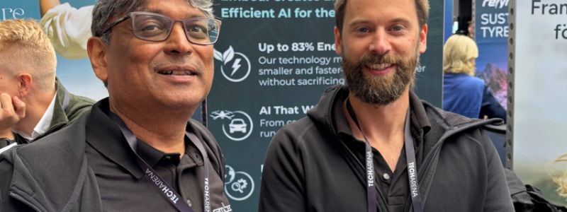 Devdatt Dubashi, forskningschef, och Hans Salomonson, vd, Embedl. Foto: Teknikföretagen