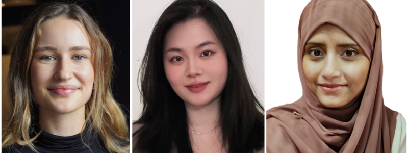 Stella Jarlöv, Tingyi Li och Begum Firdousi Abbas är lösningsarkitekter på AWS i Sverige. Bild: AWS