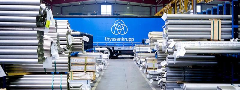 Thyssenkrupps stållager i koncernens fabrik i tyska Duisburg. Foto: Thyssenkrupp