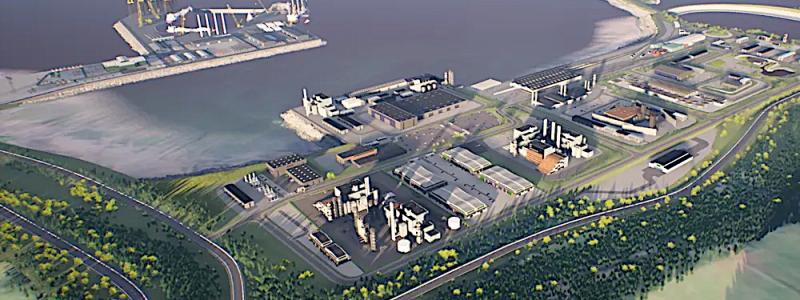 En datorgenererad bild av det ombyggda Hunterston-terminalen på Shetlands.
Foto: Peel Ports Group