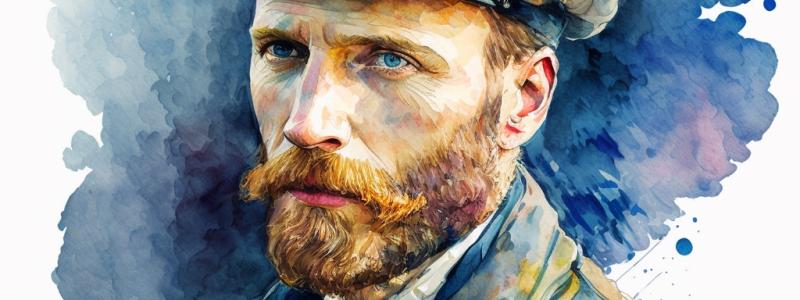 Inte bara språkmodeller. AI även i konstens tjänst. Vincent van Gogh i vattenfärger skapad av Midjourney AI. Foto: Wikipedia Common, kredit: Midjourney AI, Netha Hussain