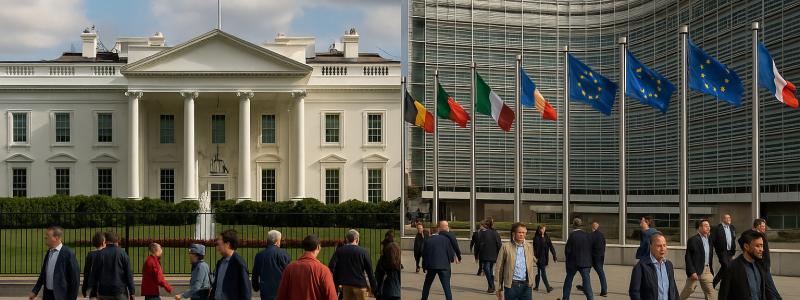 Trump har gjort tydligt att han ser EU:s digitala regelverk som ett hot mot amerikansk ekonomi. Bryssel å sin sida betraktar regleringen som en central del av sin digitala suveränitet. Konflikten riskerar därför att fördjupa de redan spända handelsrelationerna mellan parterna. Bild: AI-genererad bild. Ej ett fotografi.
Upphovsrätt © Conventus– AI-genererat innehåll.