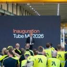 Göran Björkman, vd på Alleima på scen under invigningen. Foto: Alleima