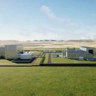 Illustration av hur en natriumanläggning kan se ut, med reaktordelen till höger och energilagret till vänster. Bild: TerraPower.