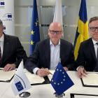 Undertecknande av låneavtal mellan EIB och Lantmännen. Foto: Lantmännen
