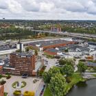 Södertälje med Scanias huvudkontor i förgrunden. Foto: Scania