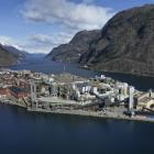 Zinksmältverket Odda öppnade för omkring 100 år sedan. Foto: Boliden