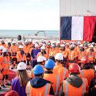 President Macron talar till arbetare vid kärnkraftsverket i Penly. (Bild: Élysée)