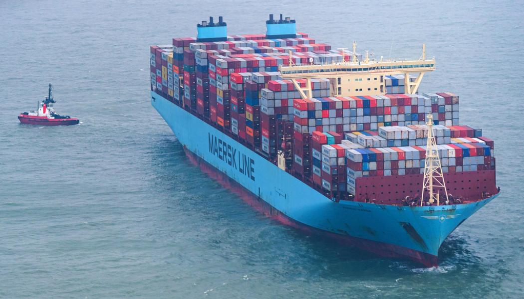 Sina Schuldt/AP/TT: Maersk spår lättnader när det gäller flaskhalsar kring global fraktlogistik. Arkivbild.