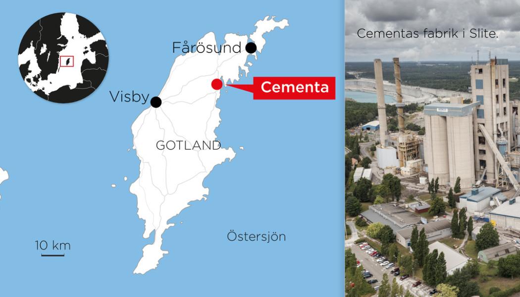 Anders Humlebo/TT: Kartan visar var Cementas anläggning på Gotland ligger.