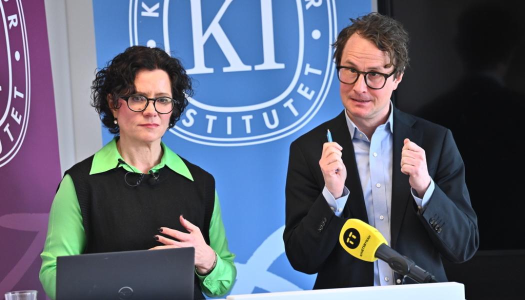 Claudio Bresciani/TT: Ylva Hedén Westerdahl, chef för Konjunkturinstitutets prognosavdelning och Albin Kainelainen, generaldirektör. Arkivbild.