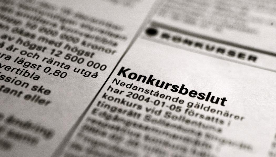 Jessica Gow/TT: Antal företagskonkurser fortsätter att öka. Arkivbild.