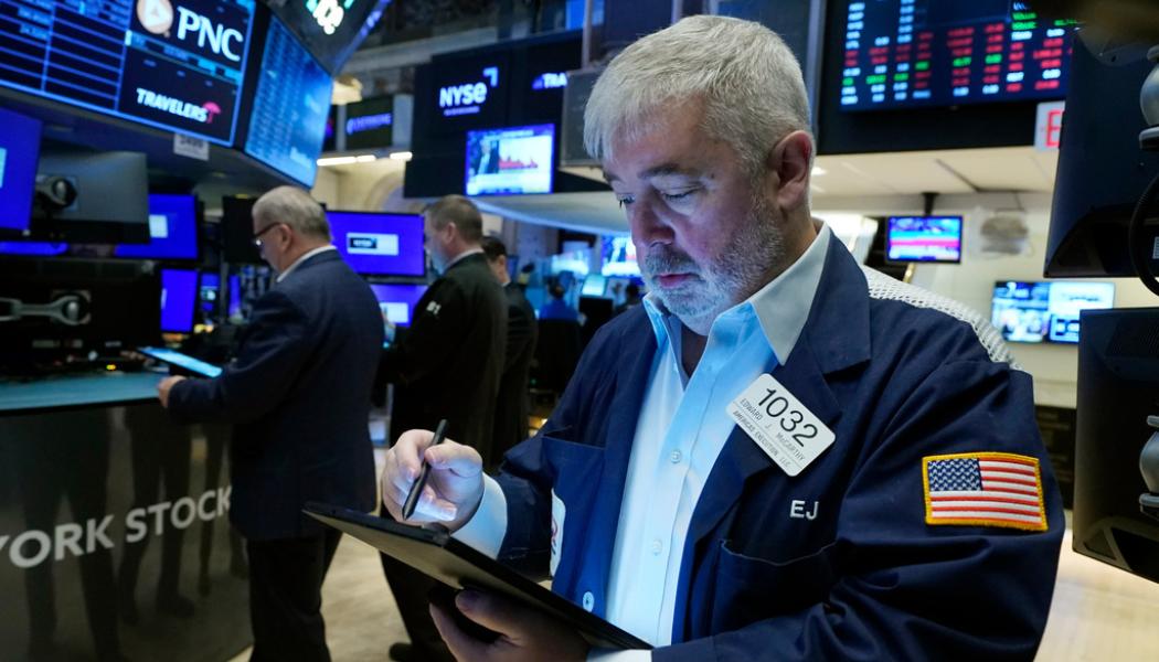 Richard Drew/AP/TT: Dystert på New York-börsen efter ny inflationsstatistik. Arkivbild.